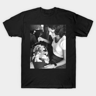 Vintage Photo of Woman Painting Pottery T-Shirt